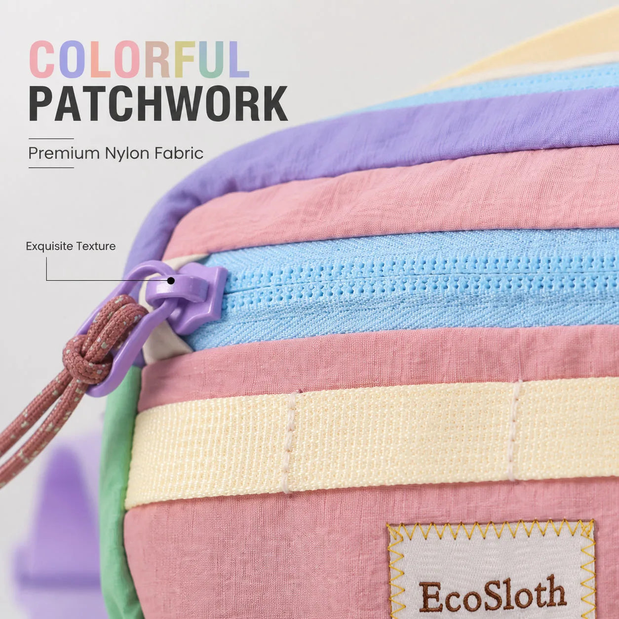 EcoSloth Dopamine Contrasting Nylon Water-Resistant Waist Bag, Outdoor and Travel Diagonal Bag, Men's and Women's Styles