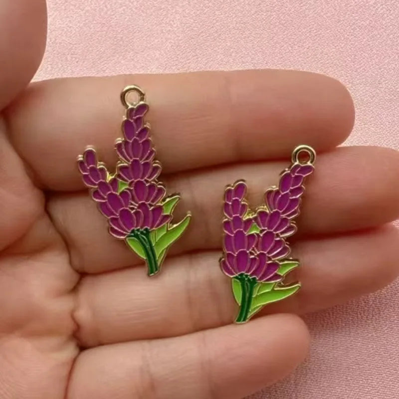 10pcs Van Gogh Sunflowers Iris Plants Flower Keychain Pendant Alloy Jewelry Accessories Necklace Earrings Pendant