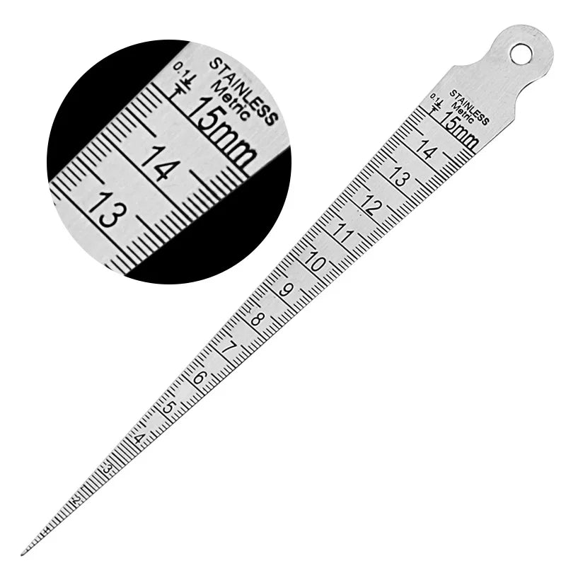 Toolstar Wedge Taper Ruler Stainless Steel 0-150mm Feeler Gauge Depth Ruler Hole Inspection For Measurement Tool Thickness