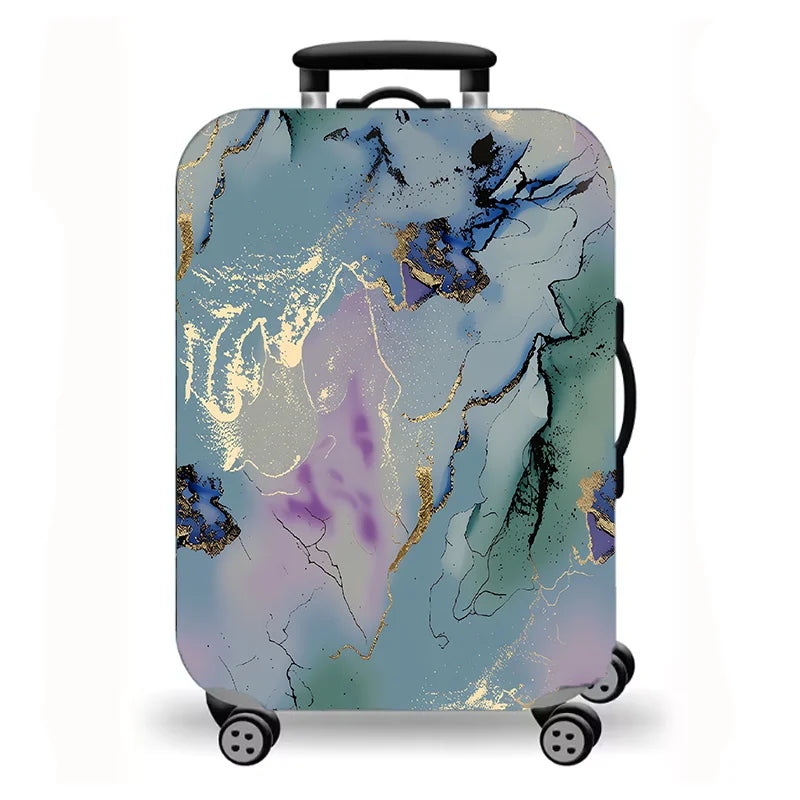 Luggage Cover, Gold Foil Marble Fluid Butterfly Print Stretch Suitcase Protector, Luxury Abstract Design for Travel