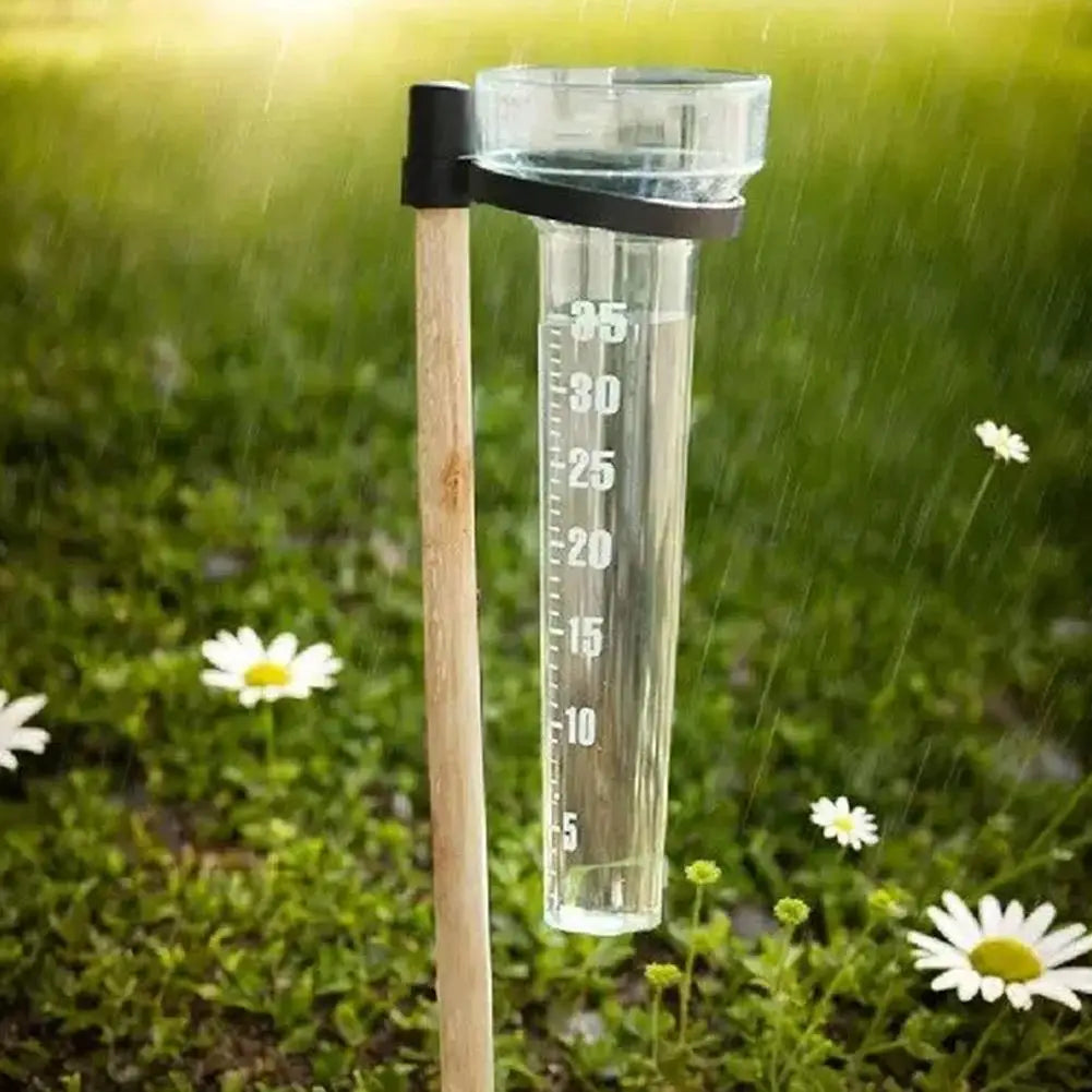 35mm Rain Gauge Clear Polystyrene Rainfall Meter Outdoor Garden Yard Ground Spike Stake Scale Weather Precision Measurement Tool