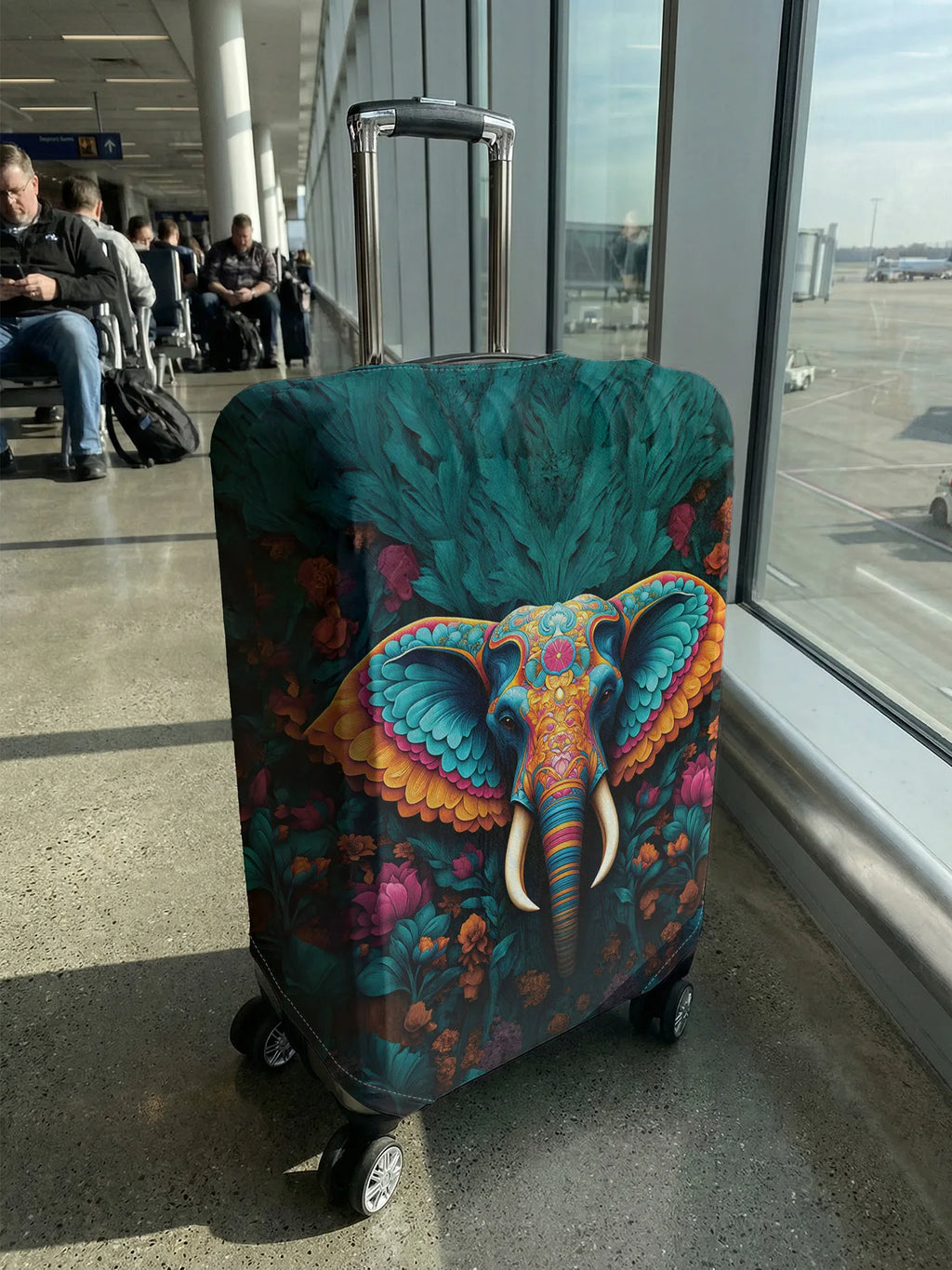 Elephant Flower Luggage Protective Cover, suitable for 18-32 inch luggage covers, luggage handle gloves, travel accessories