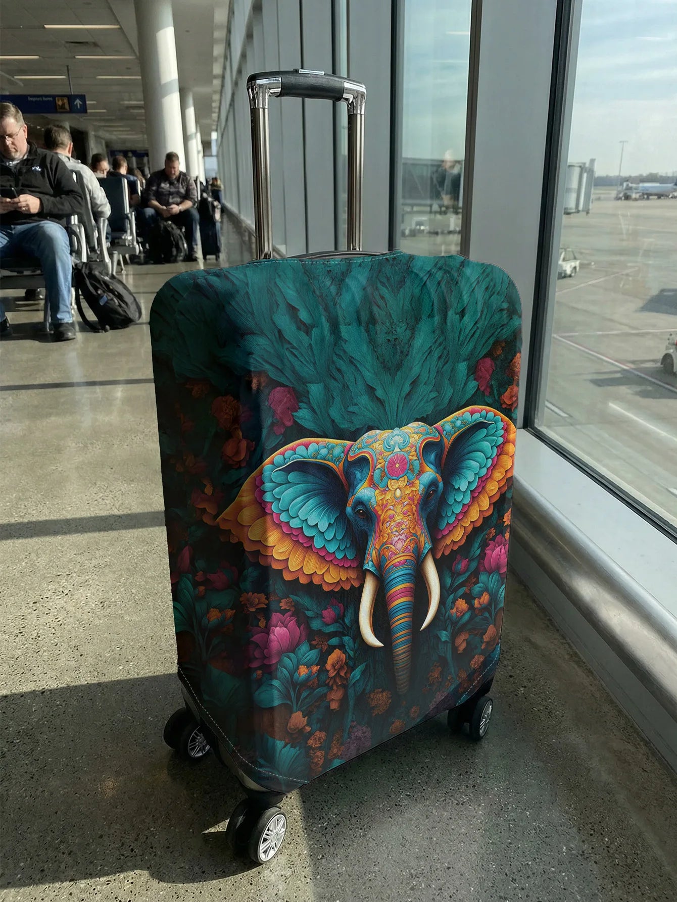 Elephant Flower Luggage Protective Cover, suitable for 18-32 inch luggage covers, luggage handle gloves, travel accessories