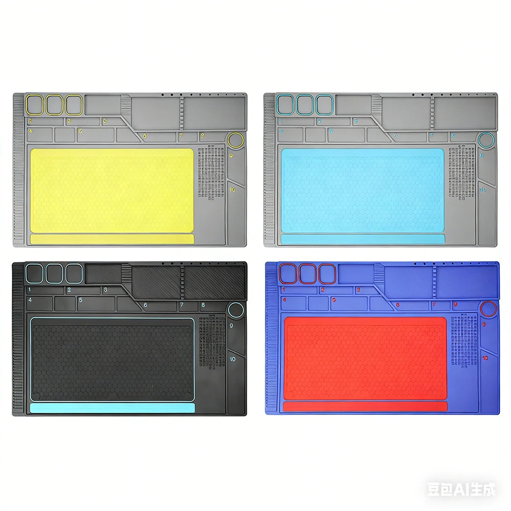 YAXUN YX-S166 Heat Resistant Solder Mat Insulation Phone Repair Mat Screw Silicone Table Mat Set for Work Desk Maintenance Tools