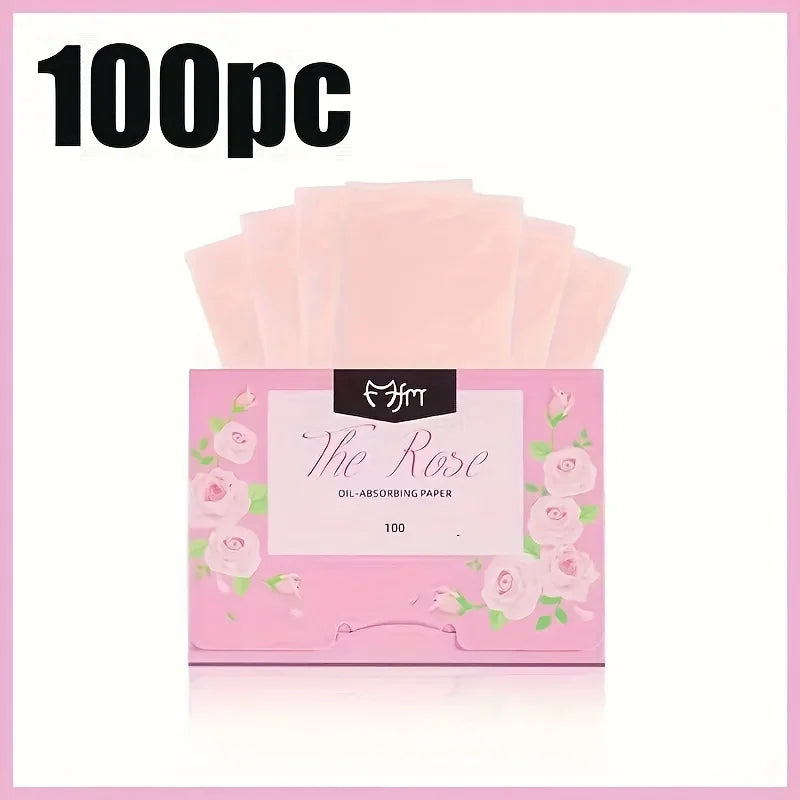 100 Pieces Portable Oil Absorbing Facial Oil Blotting Paper, Instantly Control Facial Shine and Refresh Skin, Oil Control Care