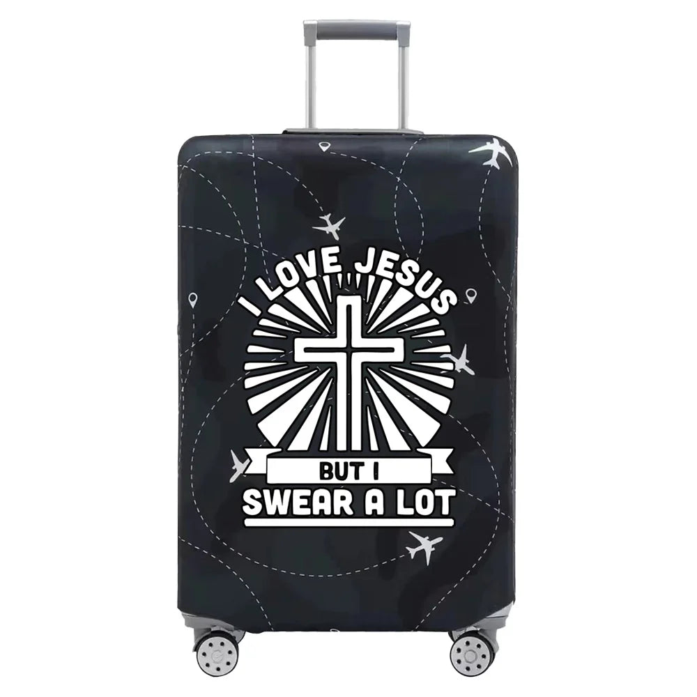 Luggage Cover Travel Suitcase Protective Cover Jesus Series Dust-Proof Thickened Elastic Fabric for 18-32inch Baggage Case