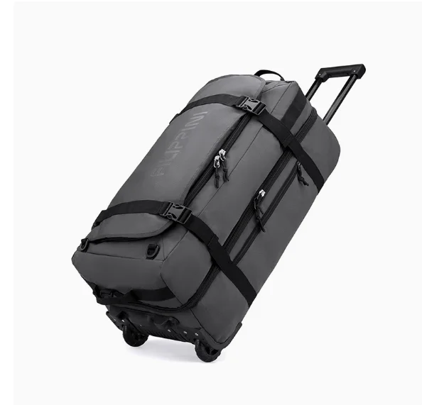 Men Foldable Trolley Bag Travel Backpack Large Capacity Backpack Trunk Organizer Portable Wheeled Bag Carry-On Bag for Men Women