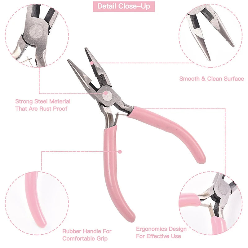 ★▲Mini Pliers Diagonal Round Bent Needle Nose Handcraft Beading Insulated Cutter Pliers For Jewelry Making Tools