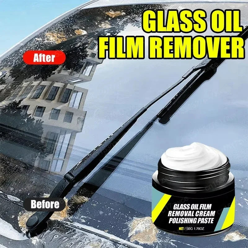 Car Windshield Glass Cleaner Polishing Kit Oil Film Oxidation Remover Paste Long Lasting Hydrophobic Water Repellent Anti Rain