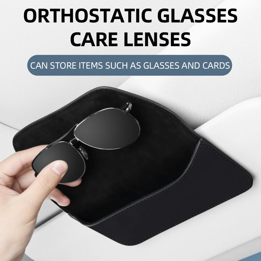 Car Visor Eyeglasses Clip Genuine Napa Grain Texture Universal Fit Sun Visor Mount Anti Slip Sunglasses Holder