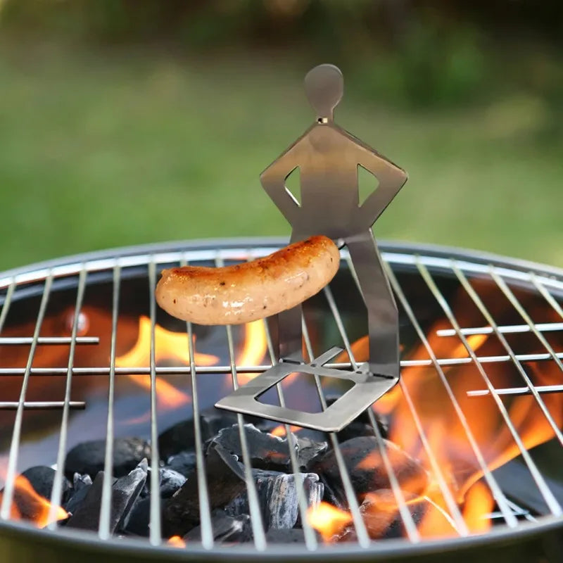 Sausage Holder Stainless Steel Reusable Grill Rack Novelty Tool For Outdoor Camping Barbecue Hot Dog Roasting And Party Use