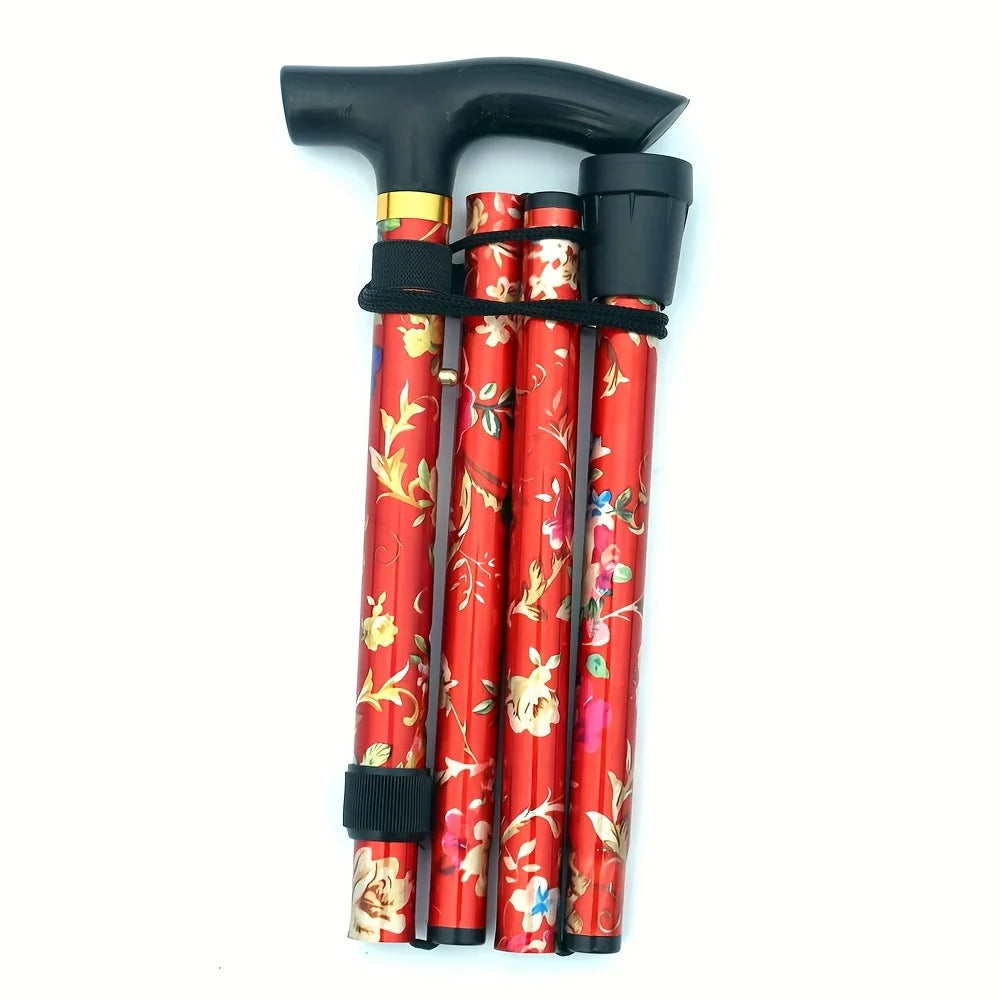 Lightweight & Adjustable Trekking Pole - Foldable Walking Stick/Cane With Rubber Handle for Men & Women