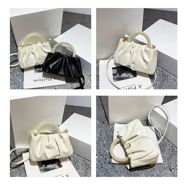2026 Fashion Solid Color Soft Cloud Shaped Handbag Minimalist Ladies Single Shoulder Crossbody Bag Daily Casual Purse
