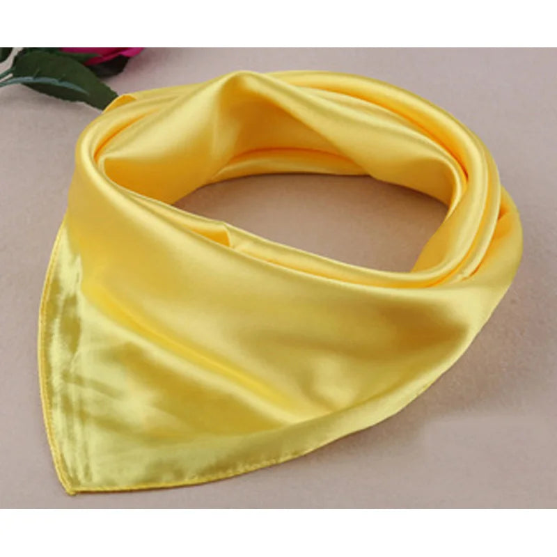 Four seasons new Solid Color Women Silk Scarf Fashion Airline stewardess Occupation 60X60cm small Kerchief Party Gift F1044