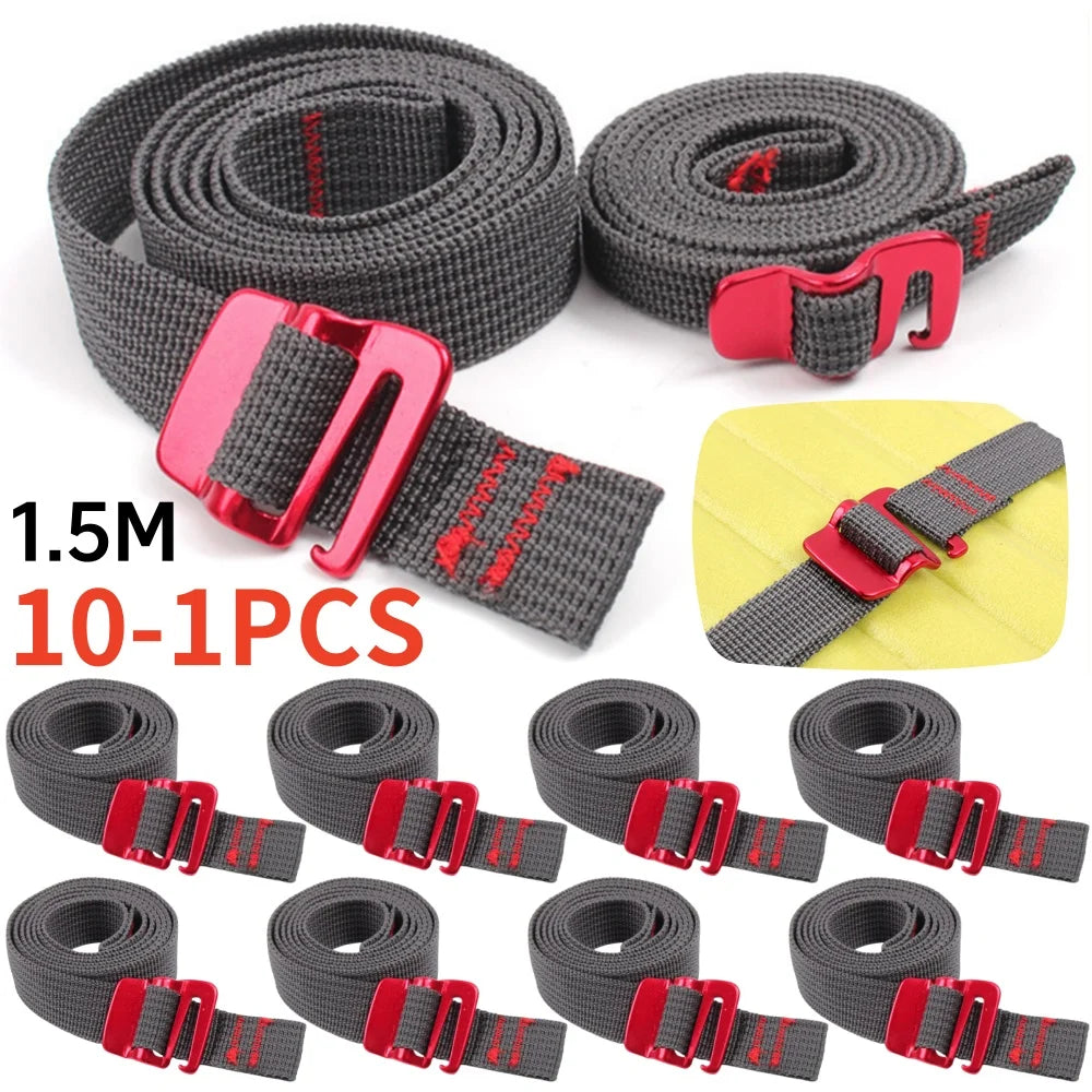 Climbing Buckle Tie-Down Belt Cargo Straps Travel Backpack Nylon Tape Rope with Quick Release Hook Outdoor Hiking Tension Belts
