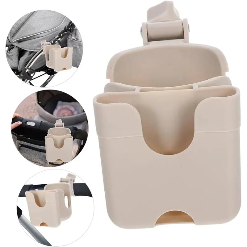 A63T-Stroller Cup Holder With Phone Mount Easy Installation Bottle Organizer Rack Fits Wheelchairs Scooters Kayaks