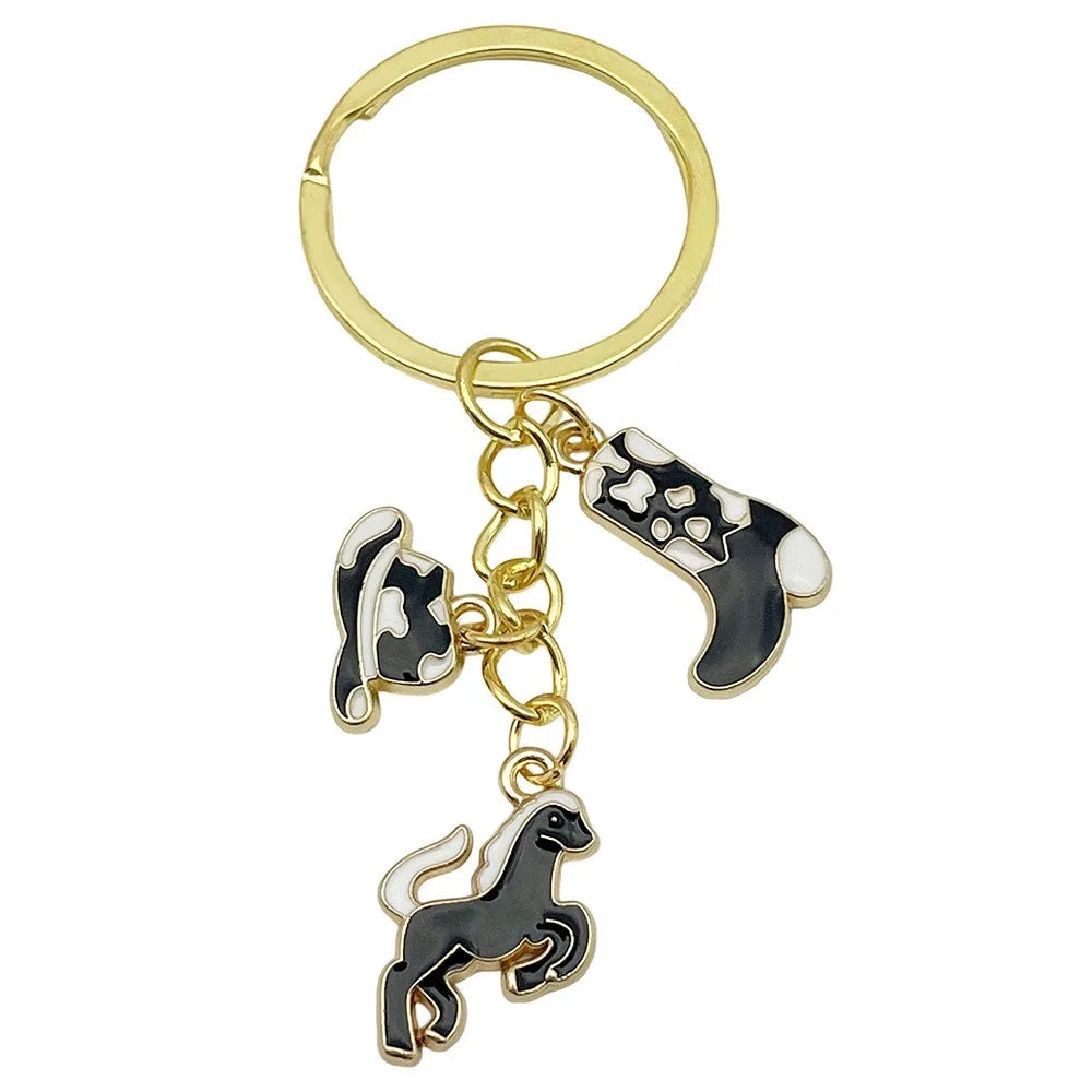 5pcs Boots Cowboy Hat Horseshoe Western Cowboy Alloy Pendant Keychain, Best Gift Choice