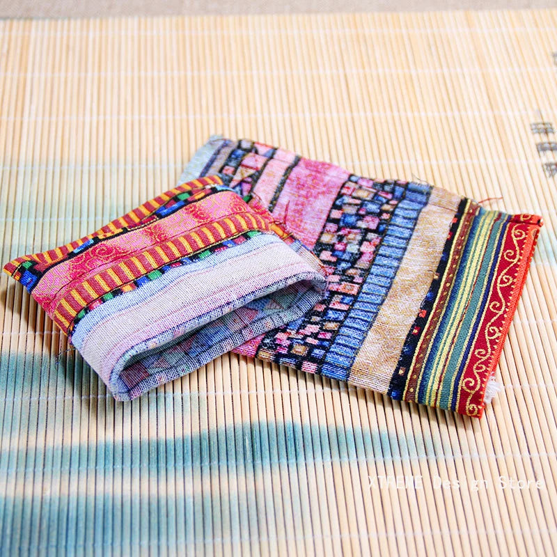 1PC Ethnic Style Cotton Linen Drawstring Pocket Bag Buddhist Beads Storage Bag Jewelry Coin Purse Bag Small Things Sorting Bags