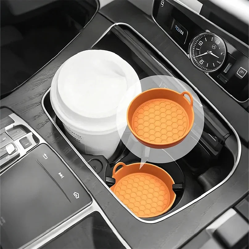 2Pcs Silicone Car Coasters - Non-Slip Heat-Resistant Design for Car Durable Eco-Friendly Spill-Proof Fits Most Cup Holders