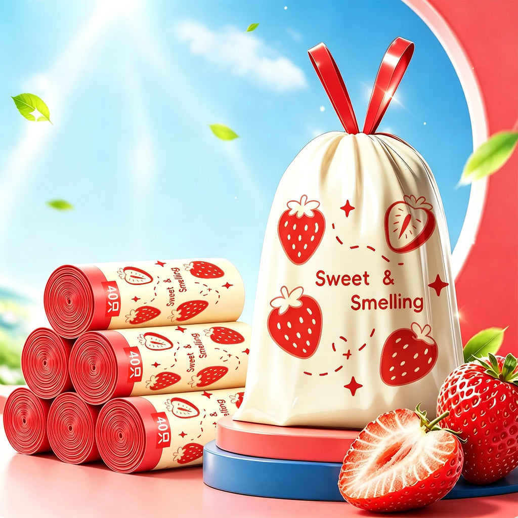 strawberry pattern Tear-free garbage bags home portable Kitchen dormitory enlarged and thickened plastic bag