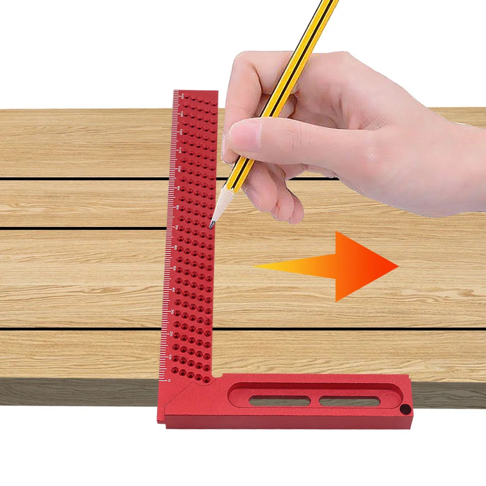 Woodworking Scriber T-type Ruler, Mark Measurement Aluminum Precision Cross-calibration Ruler Hole Positioning Scribing Gauge