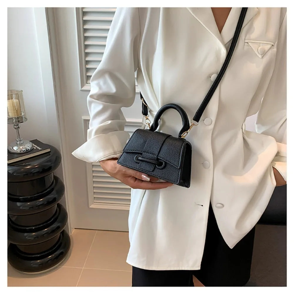 High Quality PU PU Leather Bag Solid Color Shoulder Crossbody Bag Buckle Square Bag