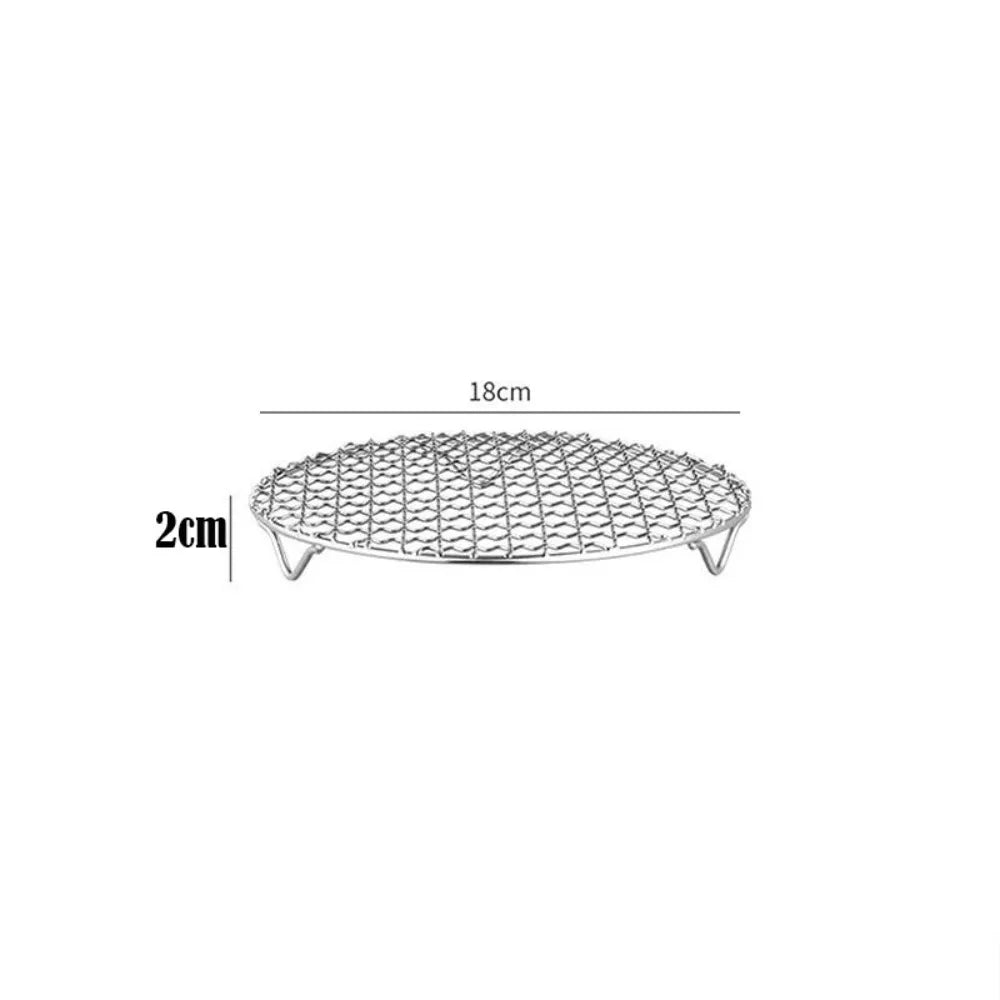Durable Round Air Fryer Rack Stackable Stainless Steel BBQ Net with Foot Grid Grill Home Kitchen Oven Steamer Cooker