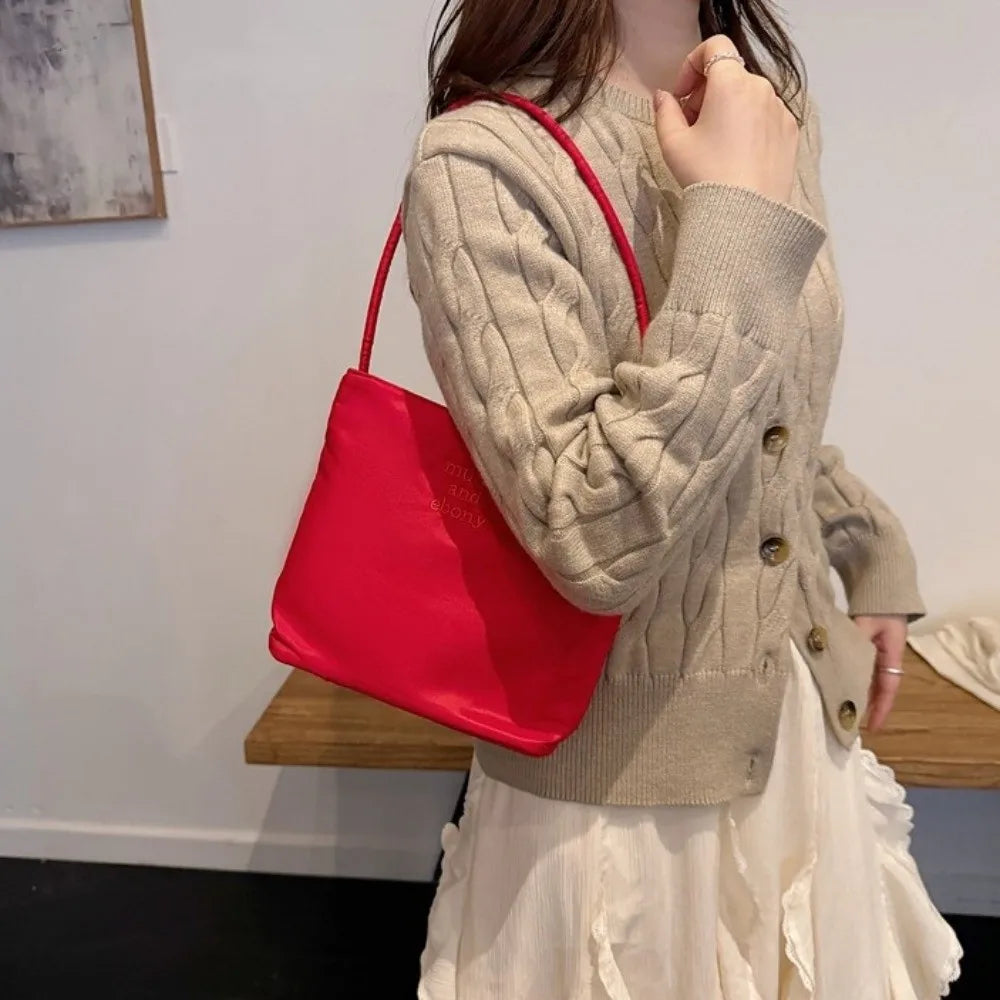 New Oxford Shoulder Bag Embroidered Letters Large Capacity Tote Bag Waterproof Commuting Casual Purse Girl