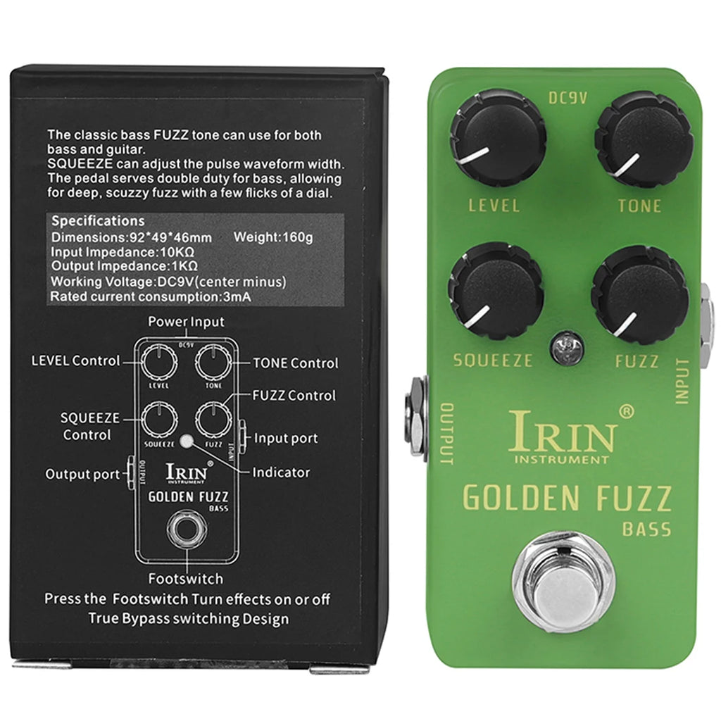 IRIN RS-20 Golden Fuzz Bass Electric Guitar Effect Pedal Classic Bass Fuzz Tone Effects True Bypass Pedals Guitarra Accessories