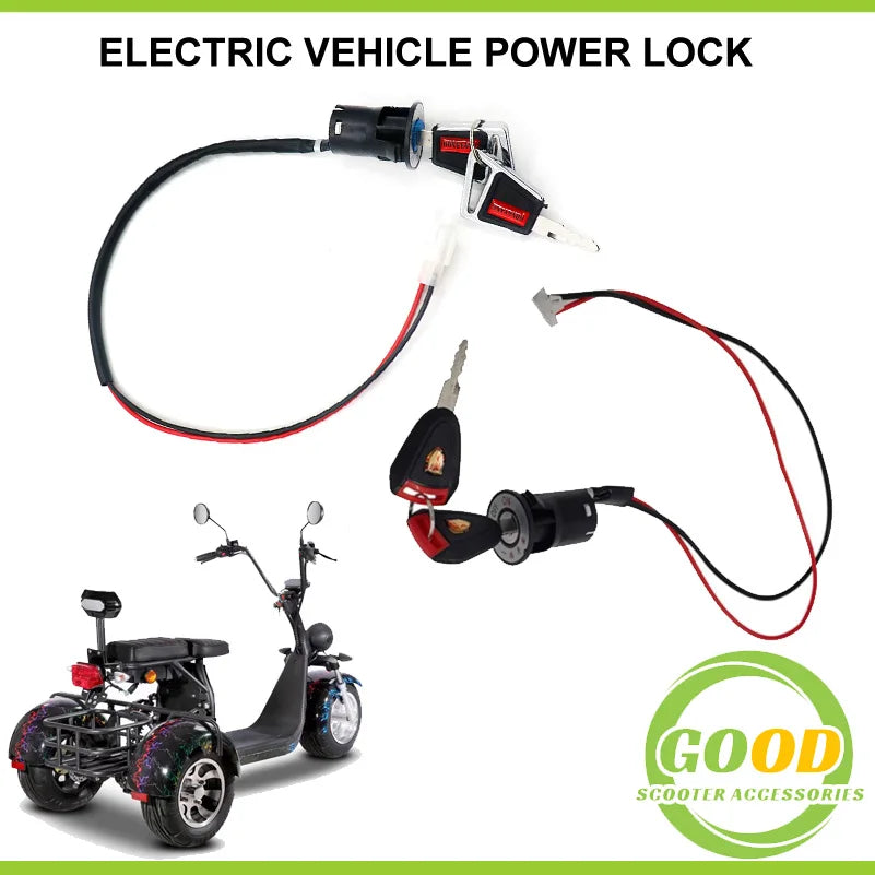 For Citycoco Scooter Power Lock Key Switch Assembly Electric Door Vehicle Starter Switch Power Ignition Switch