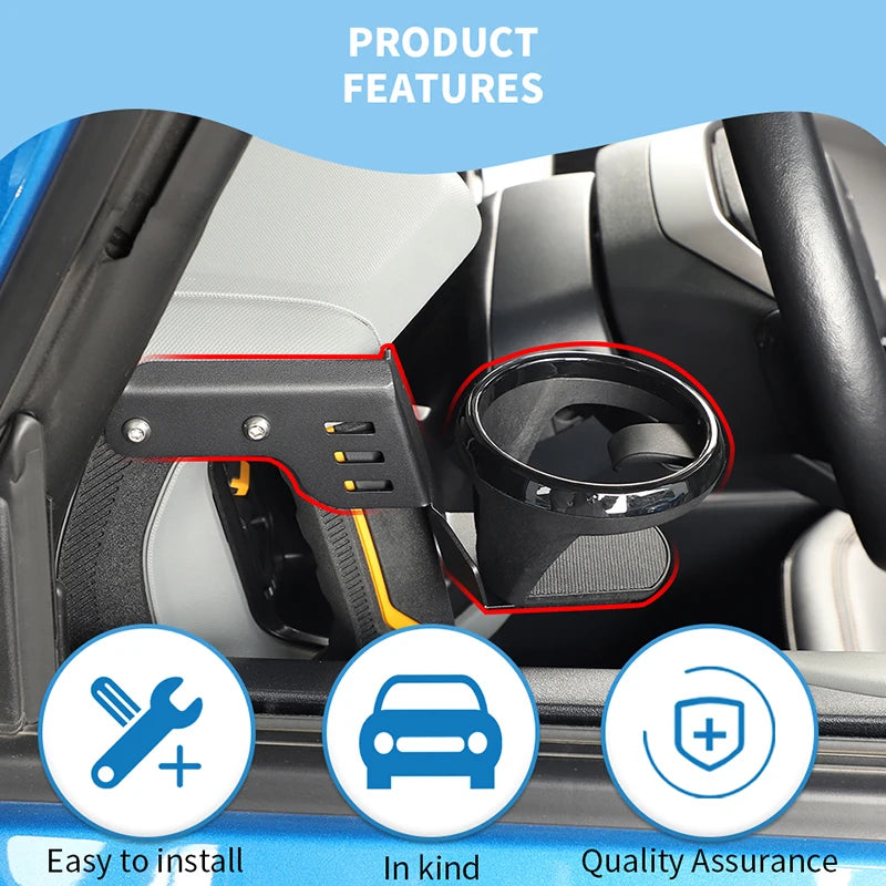 BAWA A Pillar Handle Water Cup Bracket Drink Rack for Ford Bronco 2021 2022 2023 2024 Interior Accessories