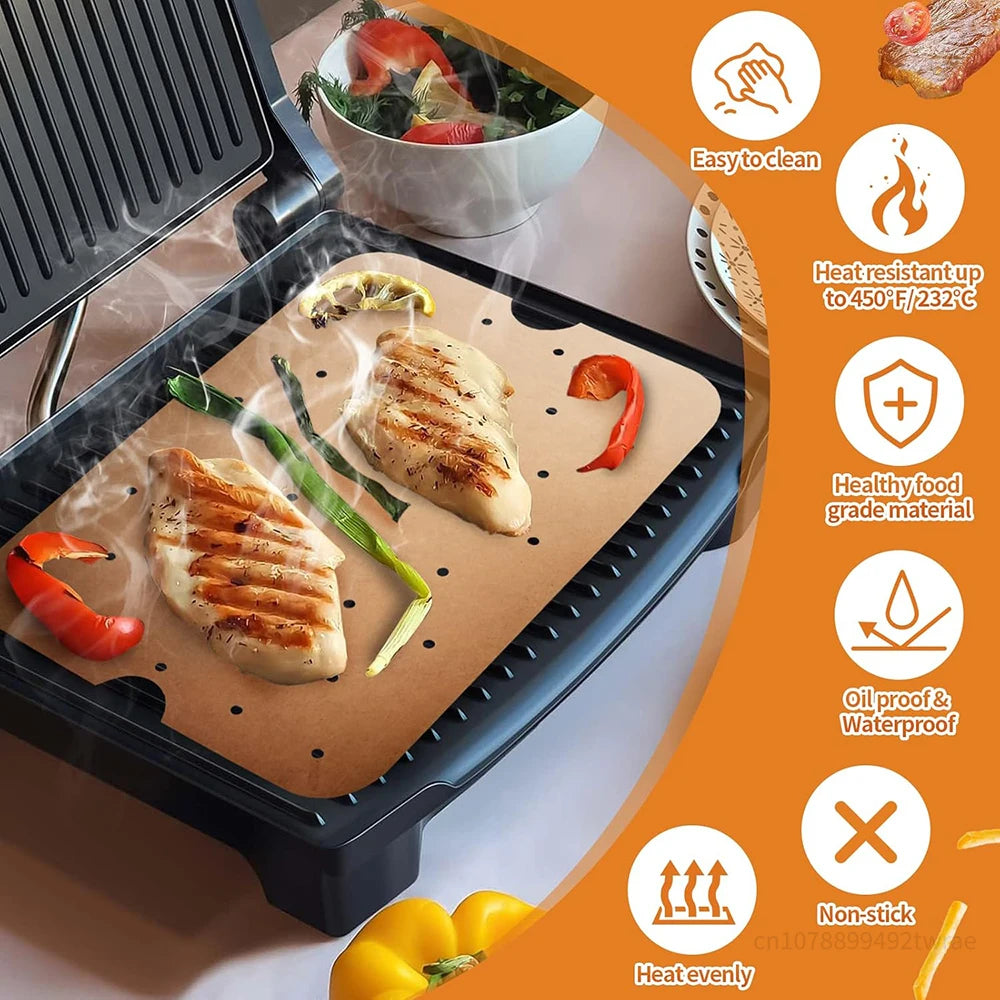 Splatter Shield and 50Pcs Grill Mat for Ninja Foodi IG651, IG600, IG601, Replacement Parts Splatter Screen Air Fryer Accessories
