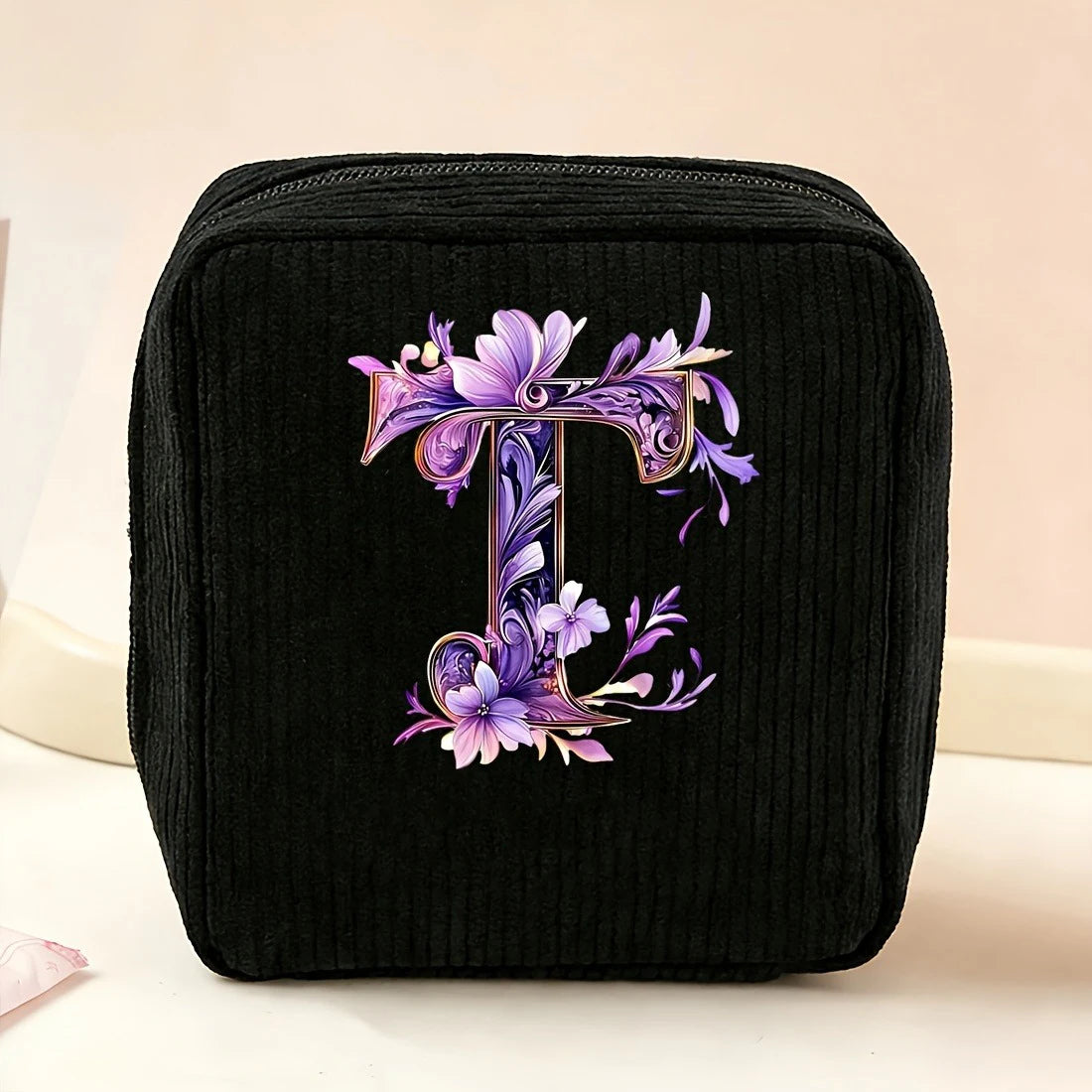 New Fashionable Purple Letter-Patterned Sanitary Napkin Storage Bag, Multifunctional Portable Travel and Daily Storage Bag, Ideal Gift Choice for Girls