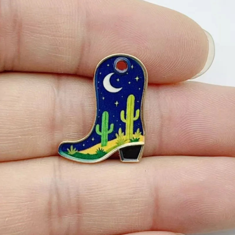 10 pcs Color Printed Cowboy Boots Alloy Pendant European and American DIY Jewelry Accessories Spot Wholesale