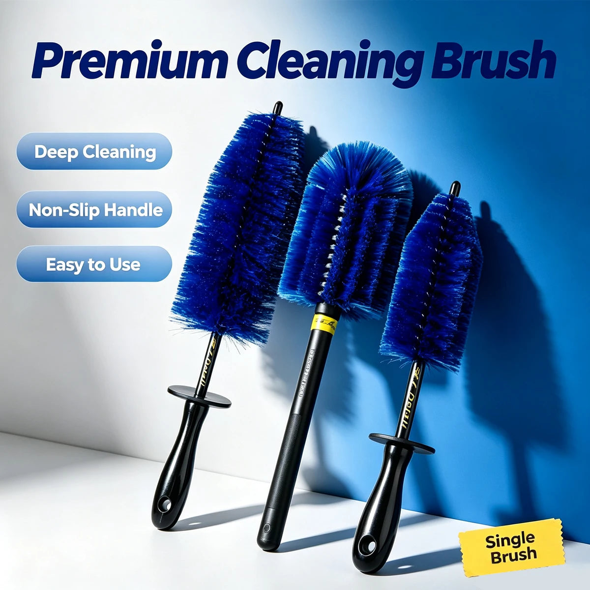 Long Handle Car Tire Cleaning Brush Soft Nylon Bristle Vehicle Rim Hub Crevice Detailing Wash Tool For Car Care