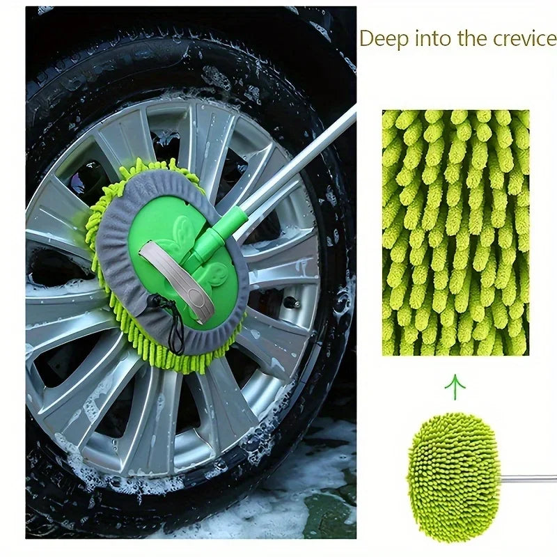 1pc Microfiber Car Wash Brush Mop Kit, Mitt Sponge With Long Handle Car Cleaning Supplies Kit Duster Washing Car