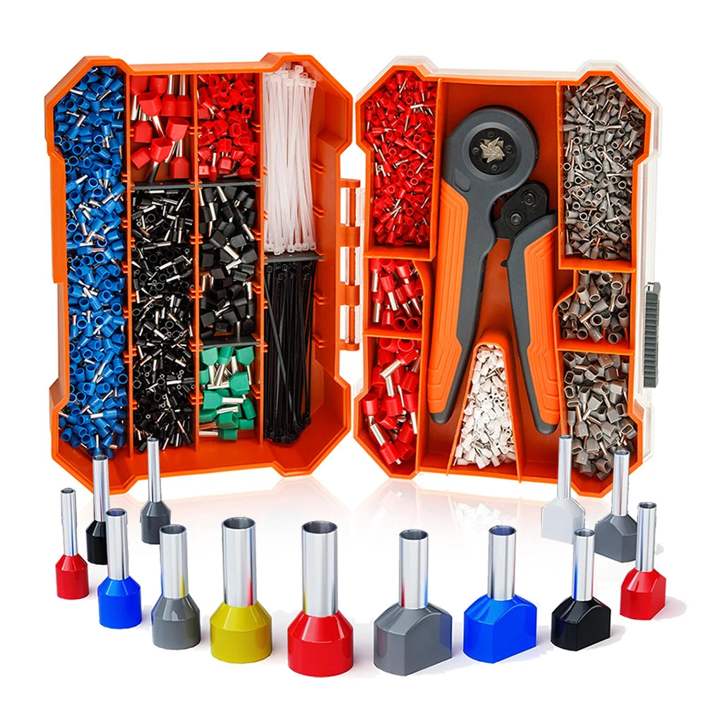Ferrule Crimping Tool Kit , Ratchet Pliers  with Wire End Ferrule Terminals, Quadrilateral Wire Crimp Pliers with Crimp