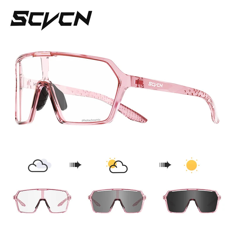 SCVCN Photochromic Hiking Cycling Glasses Outdoor Running Sunglasses Stylish Hiking Driving Glasses Casual Sports Sunglasses