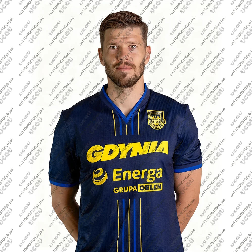 2025-26 P-Poland Mens Kids Boys Breathable Football Jersey Top Adult Home Jersey Soccer Sports Away Game Autumn A-Arka Gdynia
