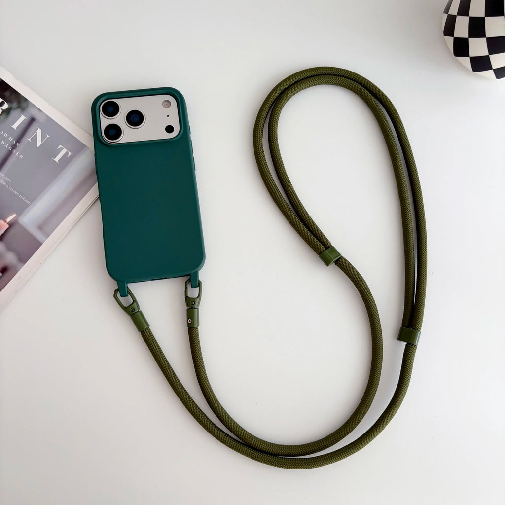 Candy Crossbody Necklace Strap Phone Case For iPhone 17 Pro Max Air 16 15 14 Plus 13 Pro Max 16e 17e Simple Lanyard Soft Cover