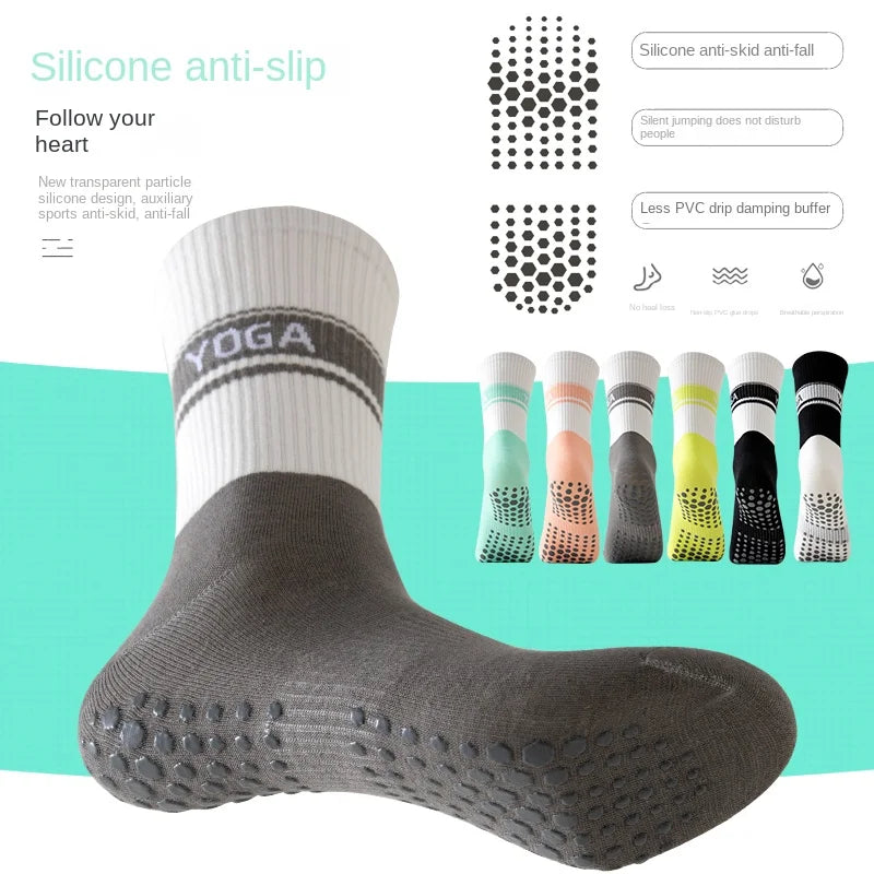 Cross-Border Professional Yoga Socks,  Cotton Strapping Silicone Anti-Slip Pilates Fitness Dance Floor Socks