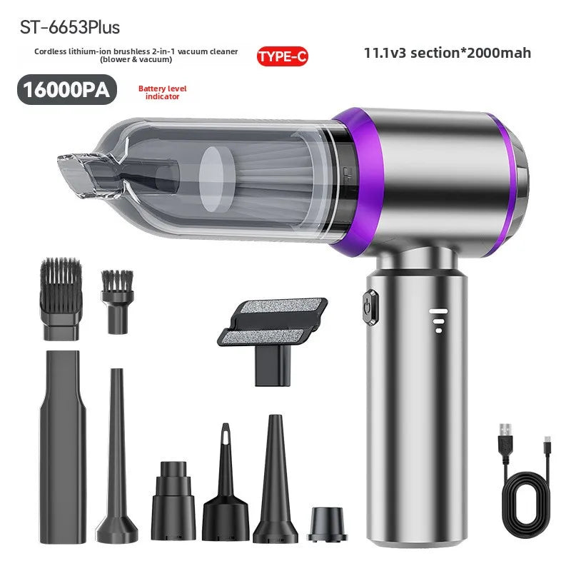 Car Wireless Handheld Vacuum Large Suction Wet Dry Dual Use Portable Dust Blower Auto Home Cleaner With Power Display