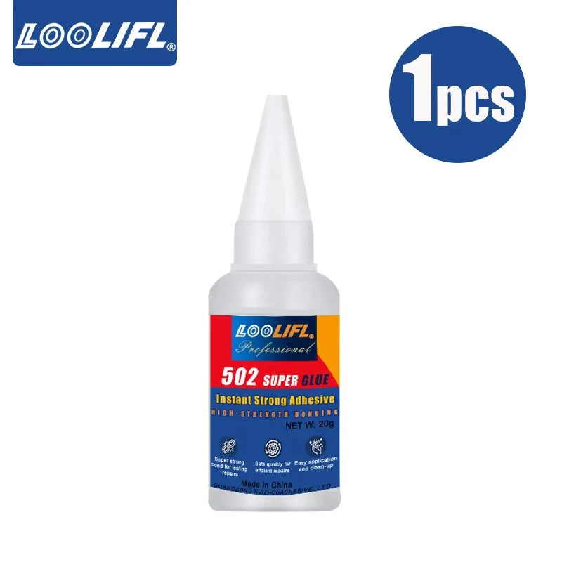LOOLIFL- super cyanoacrylate strong glue, 10 seconds adhesion, waterproof, such as plastic, metal, wood, rubber, ceramics.