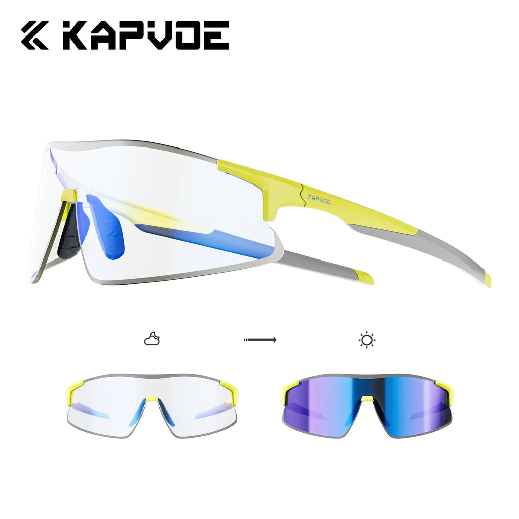 Kapvoe New Photochromic Running Sunglasses Men Women Marathon Ultralight Outdoor Sports Cycling Hiking UV400 Climbing Goggles