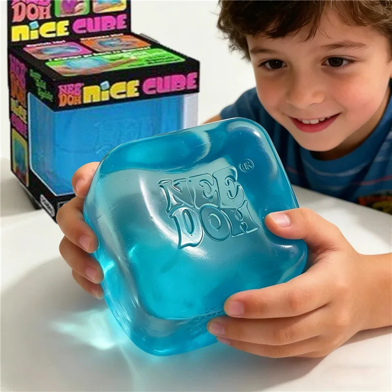4 Pack NeeDoh Nice Ice Baby Teenie Squishy Ice Cube Toys Cool Cats Set Super Soft Squish Stress Relief Fidget Toys ADHD Sensory