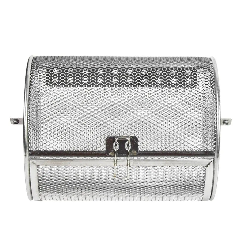 Stainless Steel Rotating Grilling Cage Rolling Bbq Basket Kitchen Roasting Tool Nut Baking Basket Rust Resistant Universal Grill