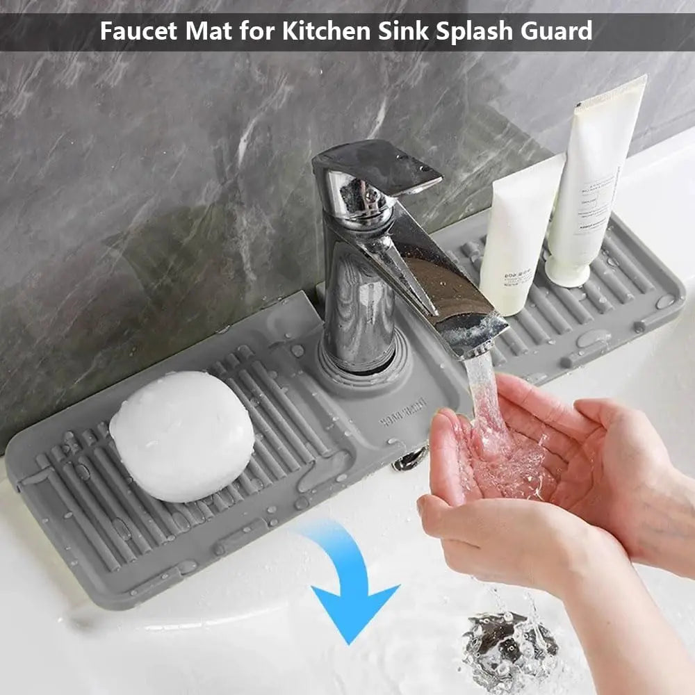 Faucet Mat for Kitchen Sink Silicone Draining Mat Fast Drying Stone Sink Tray Kitchen Accessories for Countertop Drain Rack