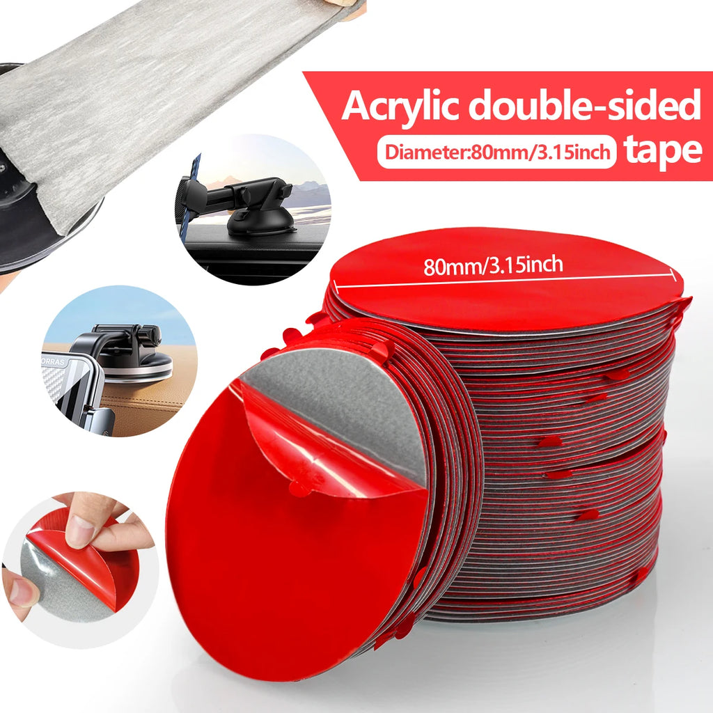 Extra Strong Sticky Adhesive Sticker Pads for Car Dashboard Suction Cup Mounts, Durable Mounting Double-Sided Circle Tape