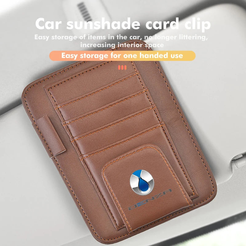 For Denza Car Sun Visor Wallet Card Bag Cover Sunglasses Holder Auto Accessories X D9 MPV EV DM-i Z9 GT N7 N8 SUV 2022 2023 N9