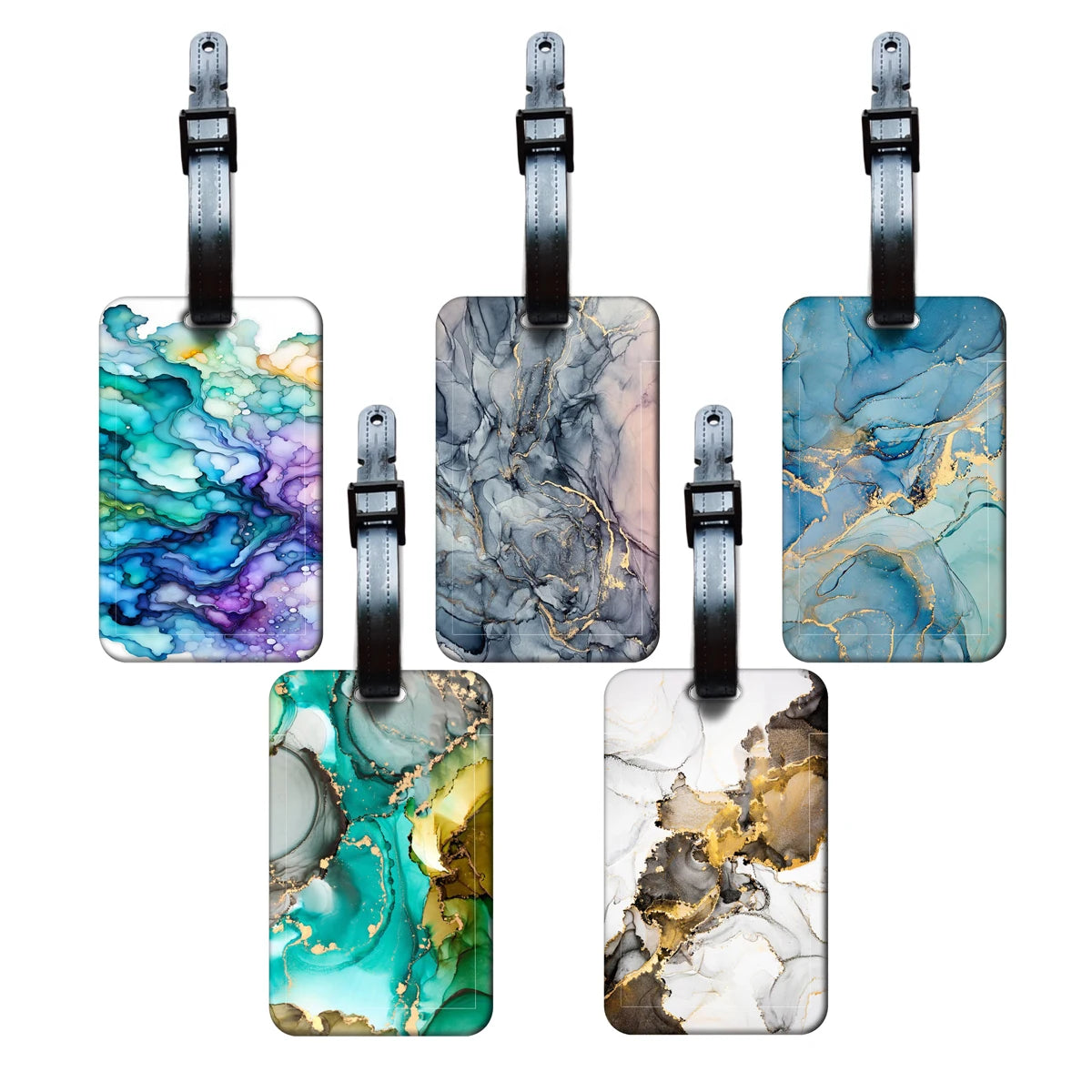5 Marble Patterns Luggage Tag for Suitcases Travel ID Bag Tag for Men Backpacks Address Holder Baggage Boarding Portable Ticket